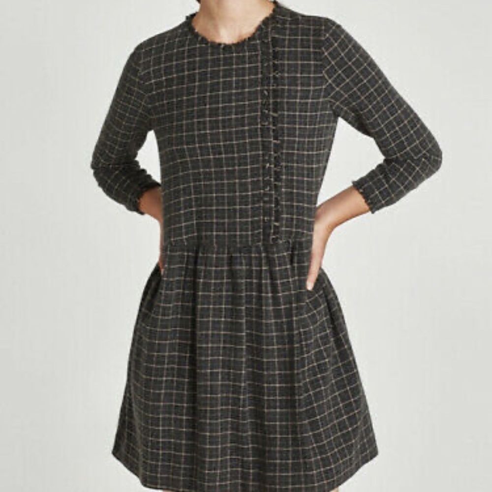 Zara‎ Trafaluc Collection Grey Checked Dress Sz L